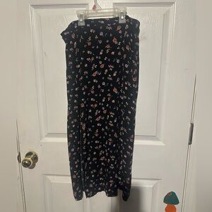 Love Stitch Black Floral Maxi Skirt